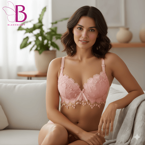 Khapsu Premium Quality Women's Lace pushup wired Bra Panty Set Lace Detailing